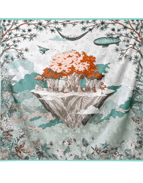 Mulberry Silk 14 Momme Square Scarf Mint Forest 108x108 cm