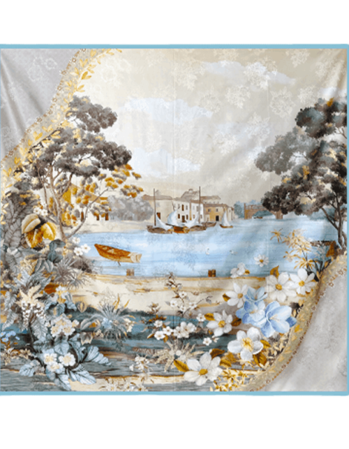 Mulberry Silk 14 Momme Square Scarf Boathouse 108x108 cm