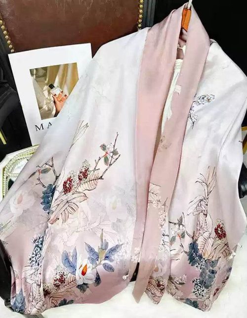 Mulberry Silk 14 Momme Scarf Double-Sided Buckle 175x53 cm