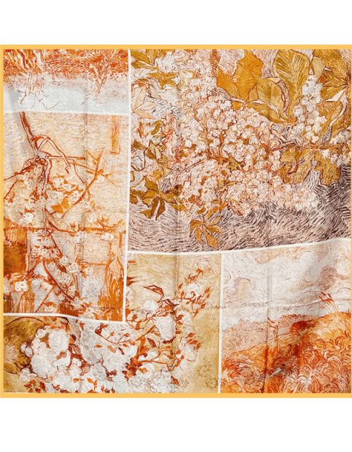 Mulberry Silk 14 Momme Square Scarf Spring Canvas 108x108 cm