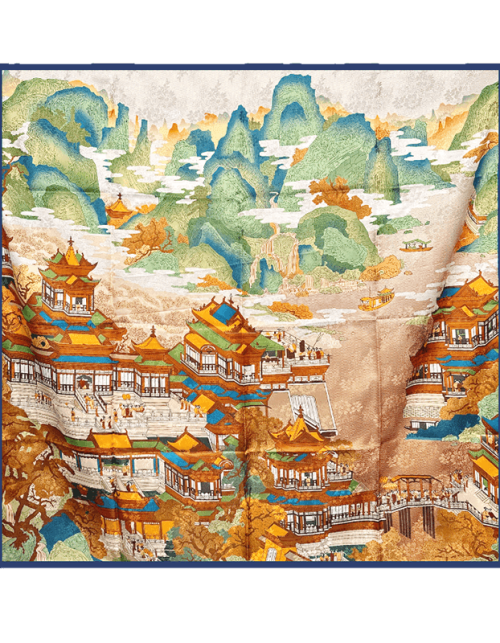 Mulberry Silk 14 Momme Square Scarf Cloud Pavilion 108x108 cm