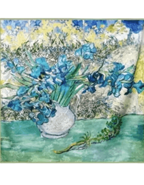 Mulberry Silk 14 Momme Square Scarf Iris Floral 108x108 cm