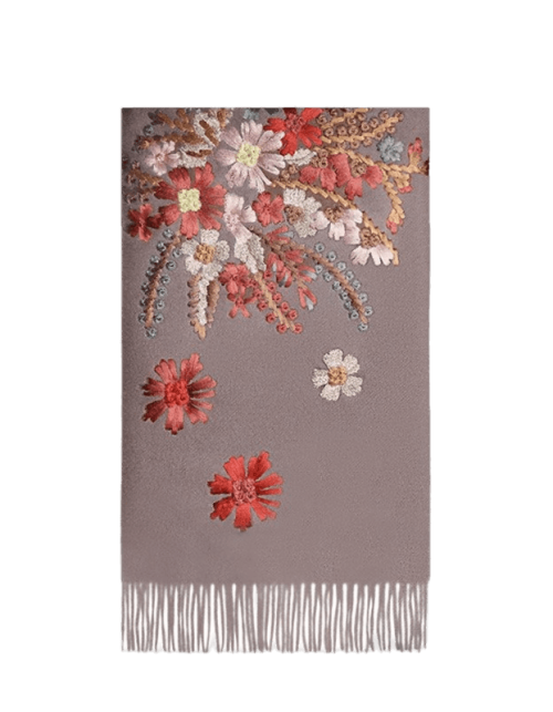 Handcrafted Su Embroidery Cashmere Scarf Luxury Gift Box 200x70cm
