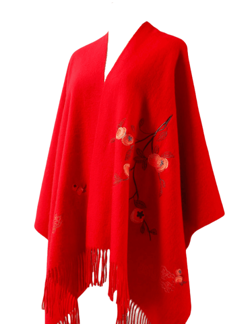 Handcrafted Su Embroidery Cashmere Scarf Luxury Gift Box 200x60cm