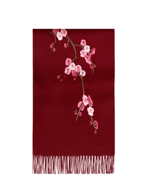 Handcrafted Su Embroidery Cashmere Scarf Luxury 190x30cm