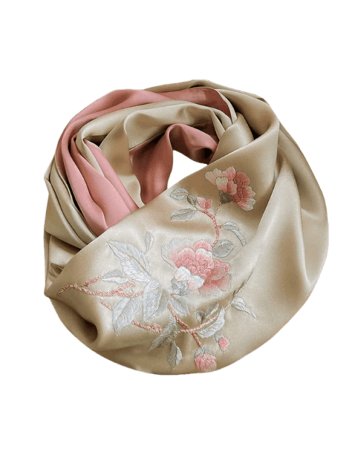 Handcrafted Suzhou Embroidery 100% Mulberry Silk Scarf  155x35cm