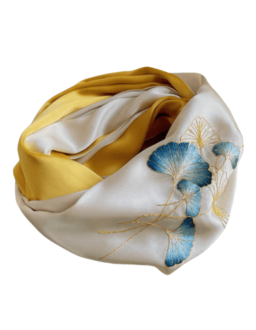 Handmade Suzhou Embroidery 16 Momme Silk Scarf 155x35cm