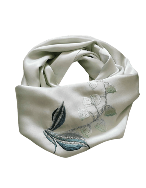 Handmade Su Embroidery 16 Momme Silk Scarf 155x35cm