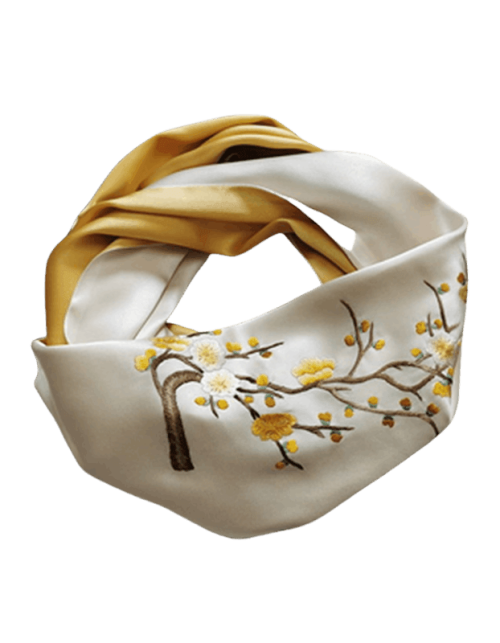Handmade Su Embroidery 16 Momme Silk Scarf 155x35cm