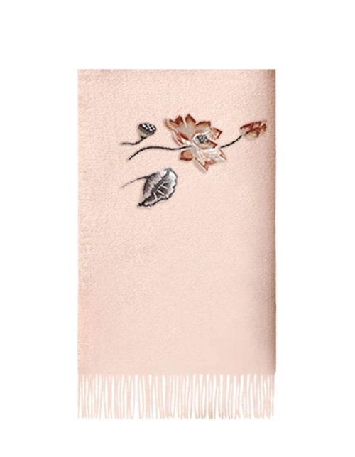 Handcrafted Embroidery Premium 100% Wool Scarf Shawl Lotus 180x30cm