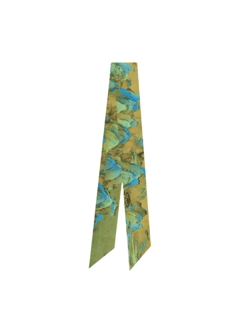 Mulberry Silk 16 Momme Chinese Painting Silk Twilly Scarf 120x5cm