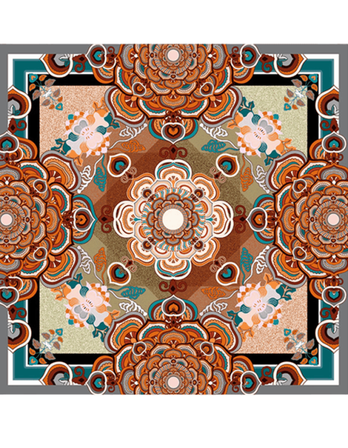 Chinese Style Silk Square Scarf Lotus Design 65 x 65 cm & 88 x 88 cm