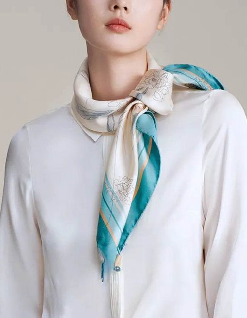 Mulberry Silk Imperial Peony Silk Square Scarf 90 x 90 Cm