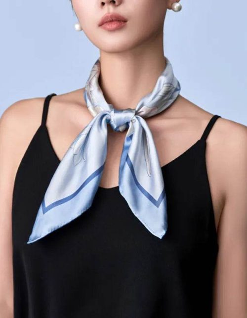 100% Mulberry Silk Summer Lily Square Scarf 70 x 70 Cm